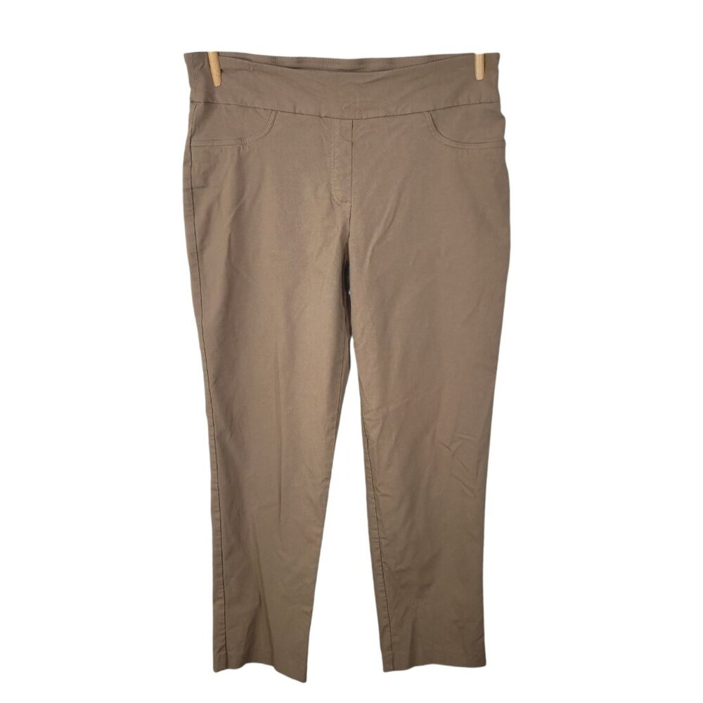 Ruby Rd Stretch Ankle Pants 16 45" Waist Regular Pull On Brown Straight leg